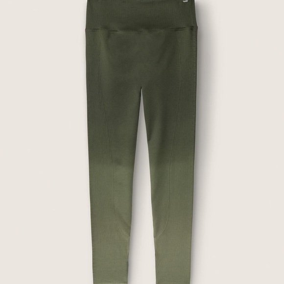 PINK SEAMLESS HIGH WAIST FULL LENGTH TEXTURED RIB TIGHT Vintage Green SZ L - Picture 4 of 5